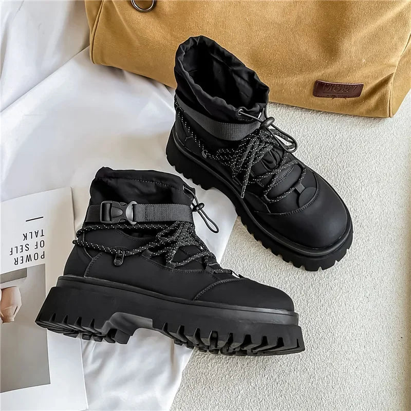 Fipatbu Men's Boots Fashion Designer High Top  Non Slip Height Increased Round Toe Winter Work Breathable Walking Botas Hombre
