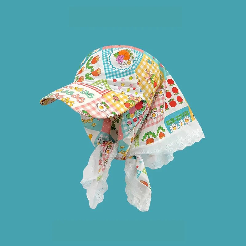 Women's Hats Spring Seaside Vacations French Sweet Cute Girls Outdoor Headscarves With Straps Baseball Caps Funny Fashion Hats