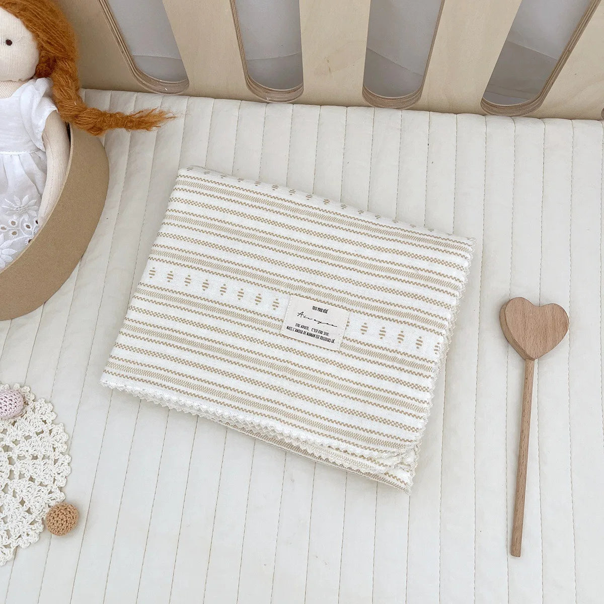 2-3 Layers Baby Blankets Bear Dots Print Cotton Gauze Muslin Swaddle Wrap Newborn Infant Bedding Sleeping Receving Blanket
