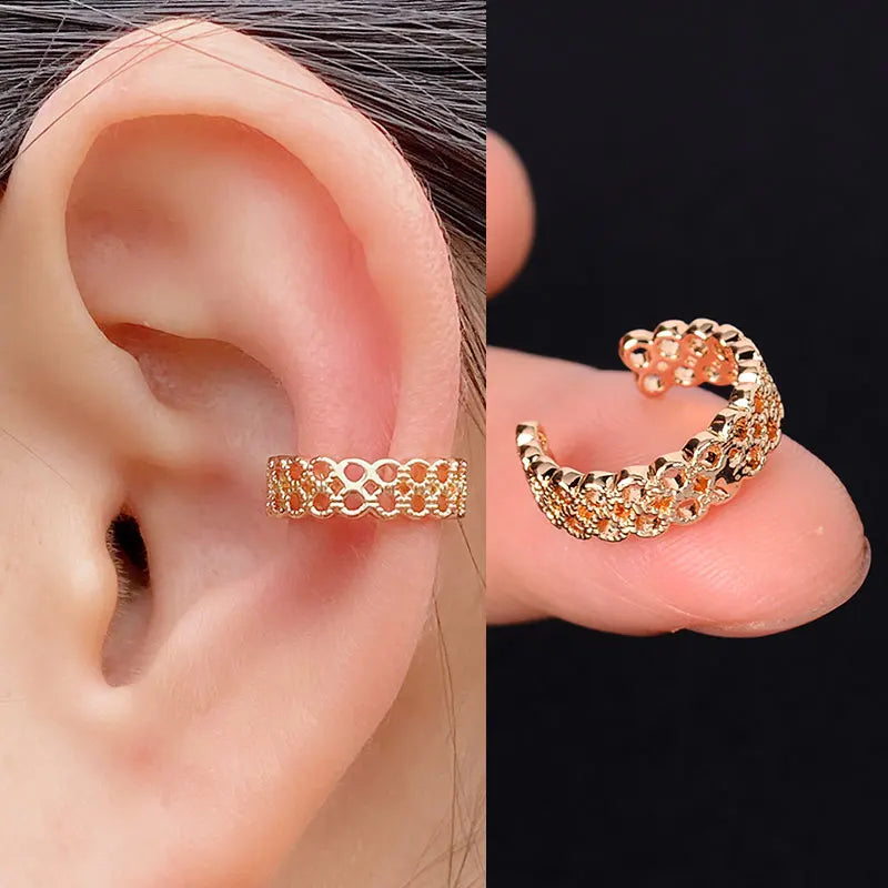 Stackable Earrings Without Ear Hole Star Wrap Clip On Earrings Earcuff for Women Ear Screen Climb Cuffs Fake Piercing One pair
