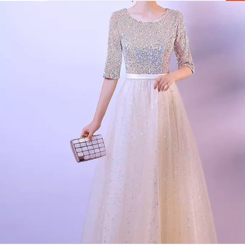 DMZ-75#Evening Bridesmaid Dresses Long Chorus Costume Host Adult Christmas Dress Sequin Wholesale Royal Blue Red  Wine Red Gary