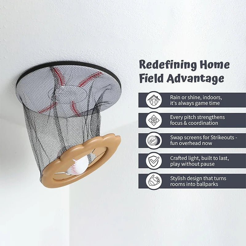 Ceiling Baseball Toy Training Equipment Mini Overhead Sports Goal Portable Indoor Mini Baseball Hoops Game Toys For Kids Adults