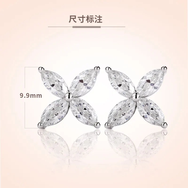 925 Sterling Silver Plated 18K Gold Earrings  100% Real Moissant 1 Carat D Color Necklace Engagement Wedding Party Fine Jewelry
