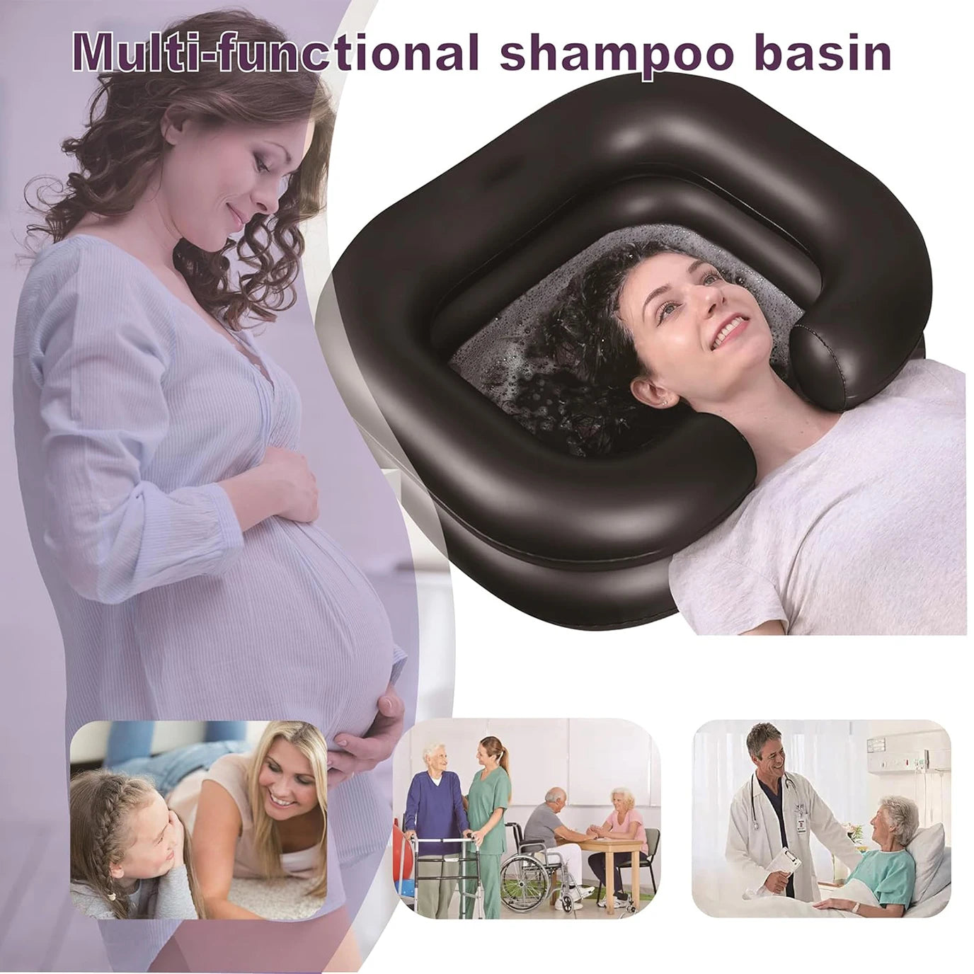 Home Care,Camping, Emergency Bathroom Bedside Hair Basin Sitting or Lying Washing For Pregnant Women Mothers the Elderly Patient