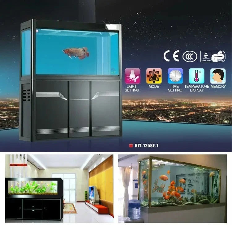 Large Glass Aquarium Kit, Customizable Eco-Friendly Fish Tank, Built-in LED Lighting & Water Pump for Professional Aquascaping