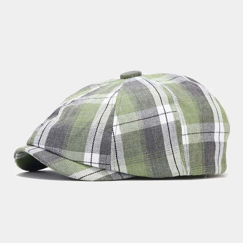 Men Women Autumn New Checkered Octagonal Hats Art Retro Newspaper Children's Hats Men's Casual Painter Duck Tongue Hats