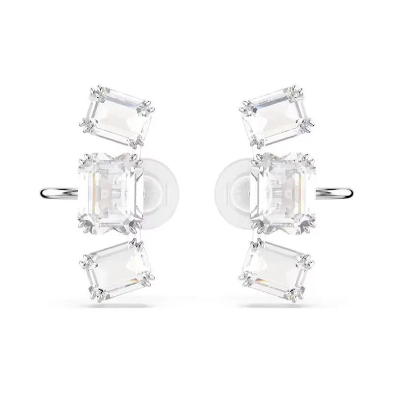 High Quality Earrings 2025 New Trend Fine Jewelry Charm Purple Butterfly White Blue Geometric Crystal Fashion Women's Ear Clip