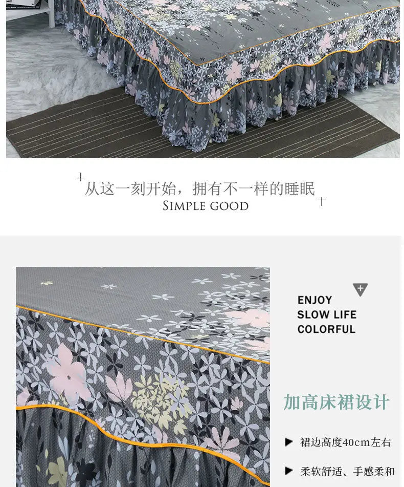 Bedding Set Home Textile Cotton Bedspread Elastic Fitted Mattress Cover Couple Quilt Single Bed Sheet with 2pcs Pillow Covers
