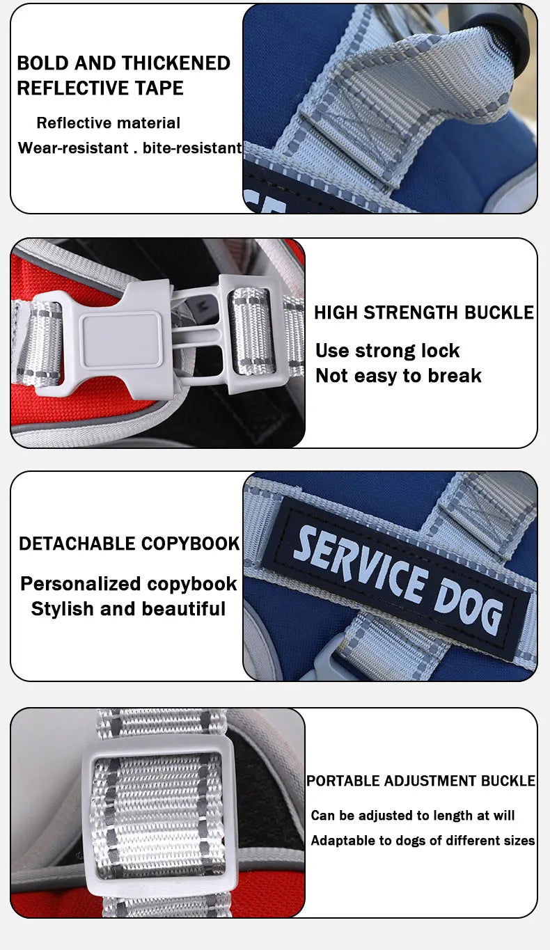 Customized Name Dog Harness Labrador Retriever Harness Medium Large Dog Reflective Adjustable Outdoor Walking Pet Supplies