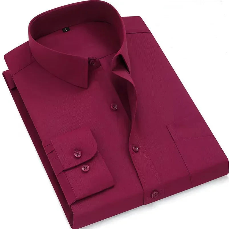 Mens Fashion Long Sleeve Shirts Cotton Spring Autumn Slim Fit White Blue Black Smart Male Casual Shirt Solid Clothing KOACUS