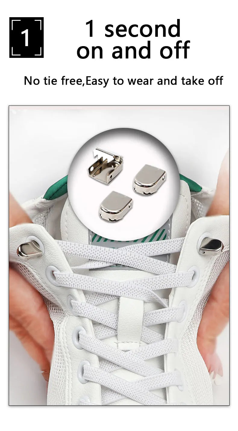 No Tie Elastic Shoe Laces One Size Fits All Adult and Kids Shoes Shoelaces for Sneakers Shoelace Tieless Flat Expand Shoestrings