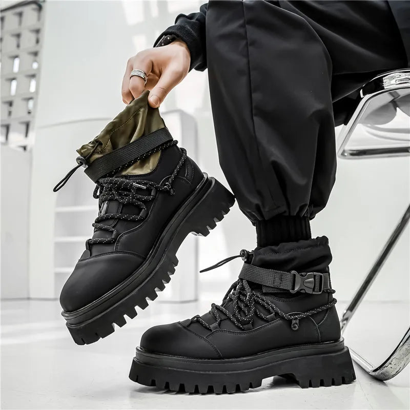 Fipatbu Men's Boots Fashion Designer High Top  Non Slip Height Increased Round Toe Winter Work Breathable Walking Botas Hombre