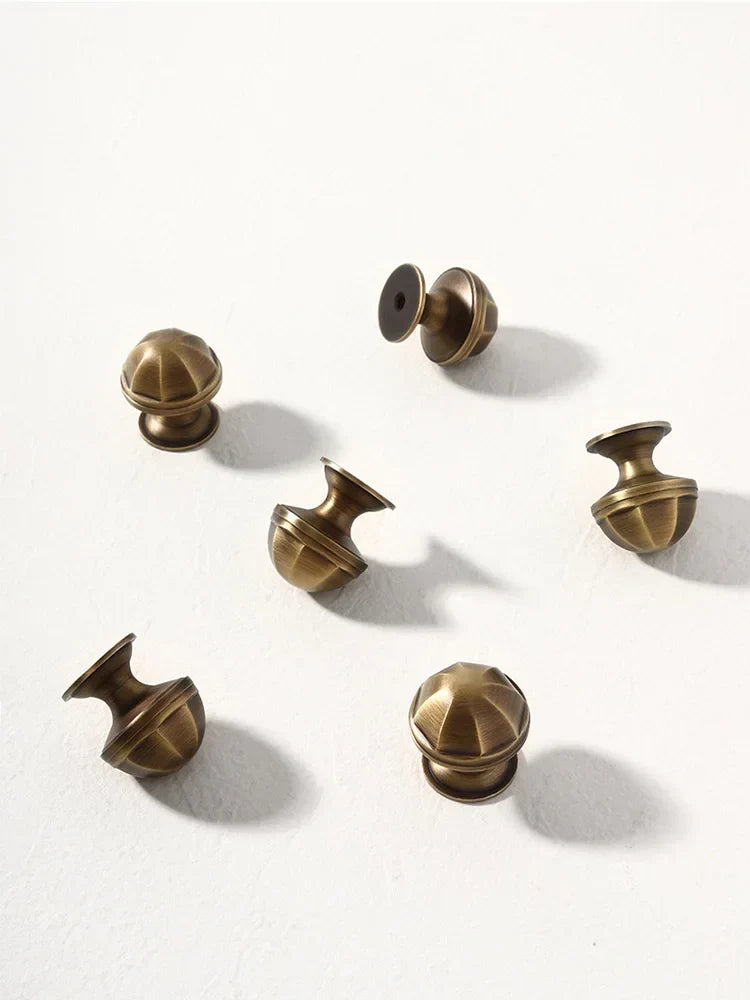 Solid Brass Octagonal Cabinet Knobs – Antique Gold Drawer and Wardrobe Handles