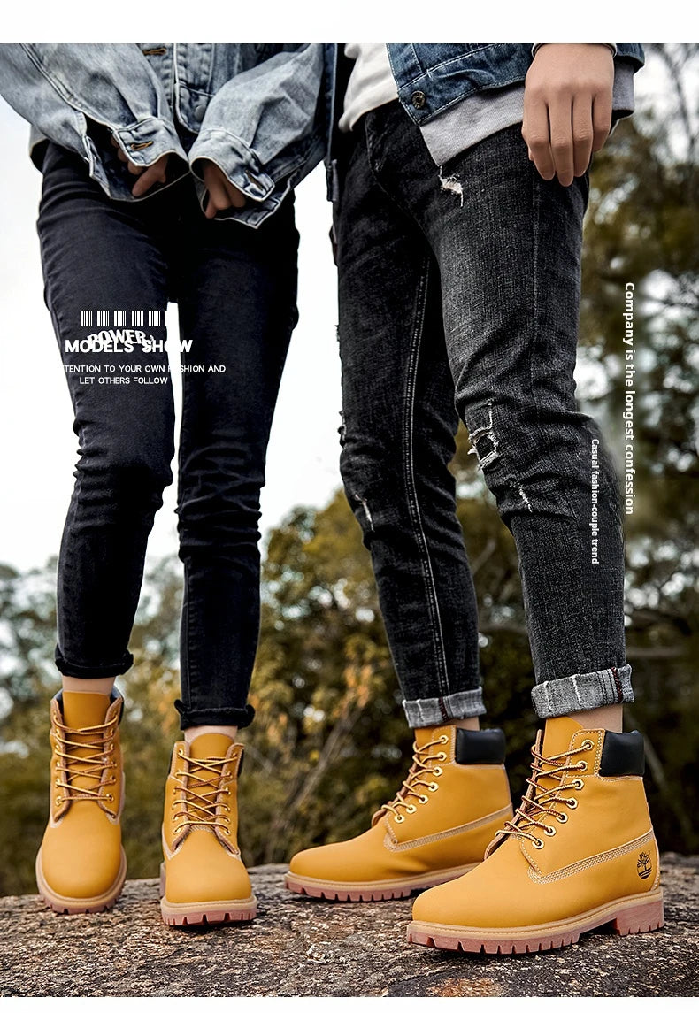 Boots Men High Top Boots Men's Leather Shoes Winter Fashion Shoes Outdoor Sneakers Lace Up Non-Slip Ankle Boots Male