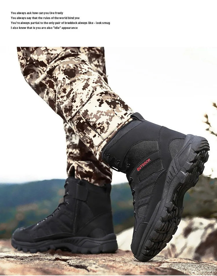 Men Outdoor Boots Winter Ankle Boots Warm Popular Footwear Male Suede Casual Snow Shoes Leather Walking Shoes Hunting Boot