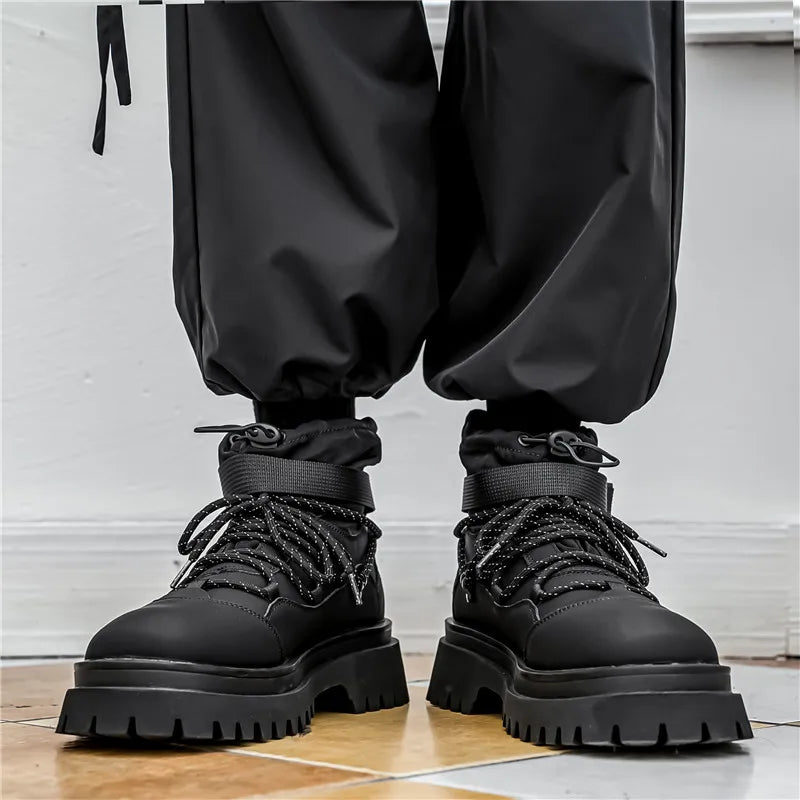 Fipatbu Men's Boots Fashion Designer High Top  Non Slip Height Increased Round Toe Winter Work Breathable Walking Botas Hombre