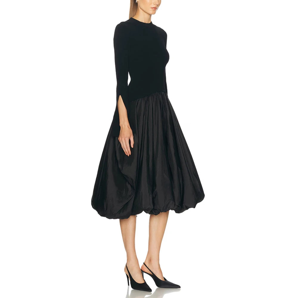 Black Evening Dresses for Women 2025 O-Neck Long Sleeves Evening Gowns Tea Length A Line Elegant Formal Party Dress Customized
