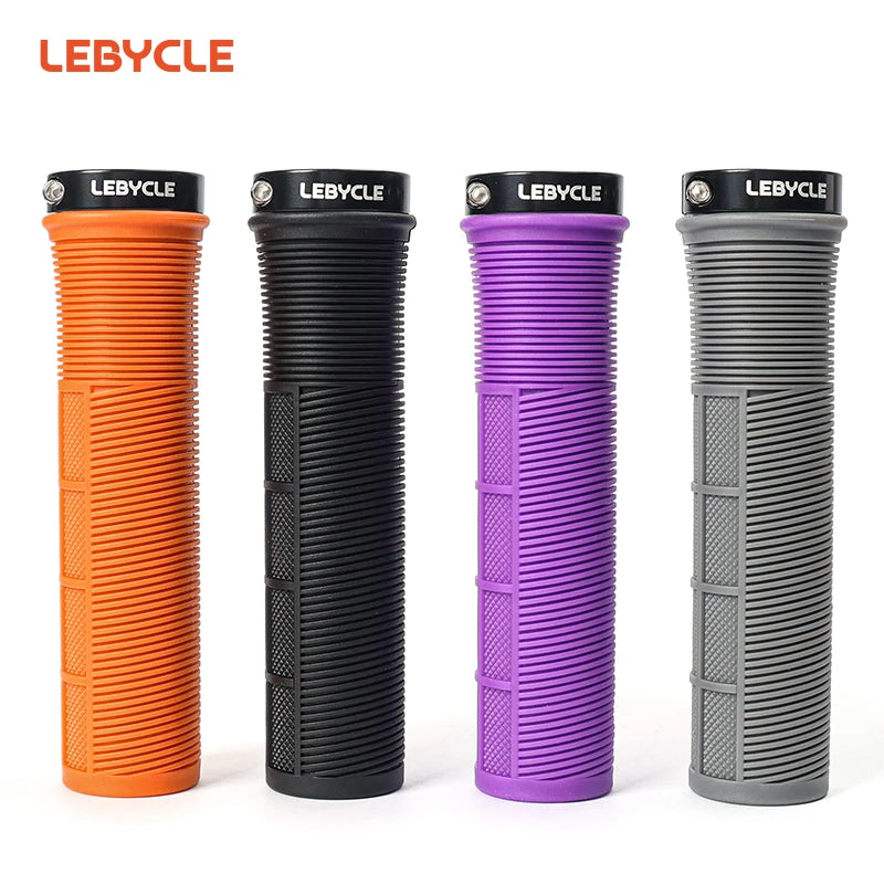 LEBYCLE TPR Bicycle Grips Integrated Bike Handlebar Grips Aluminum Alloy Lock On Bike Handles Non-slip Cuffs Mountain Bike Part