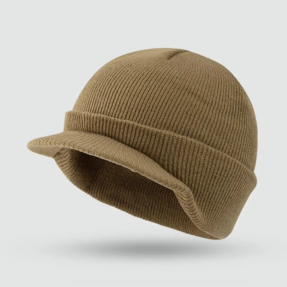 Solid Color Short-brimmed Hats Army Style Knitted Hat Peaked Caps Autumn Winter Versatile Warm Hats Fashion Knitting Men‘s Hats