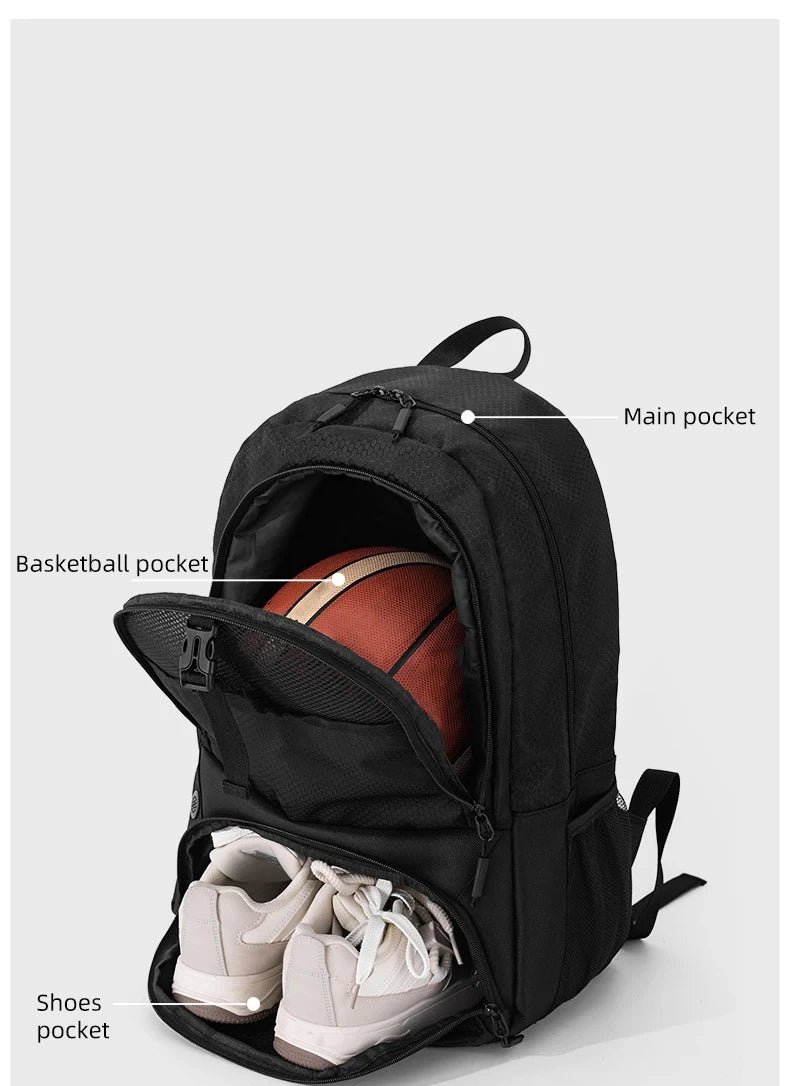 Sports Gym Fitness Yoga Backpack with Shoes Pocket Outdoor Large Camping Hiking Basketball Bag Capacity Soccer Equipment Pack