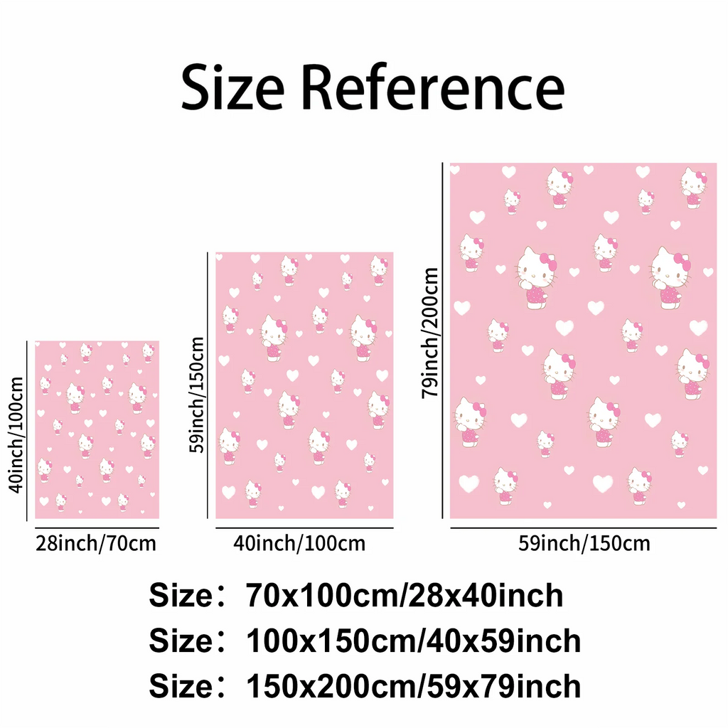Sanrio Hello Kitty Sweet Love Flannel Blanket Soft Warm Plush Throw Sofa Bed Cover Office Nap Shawl Travel Camping Girls Gift