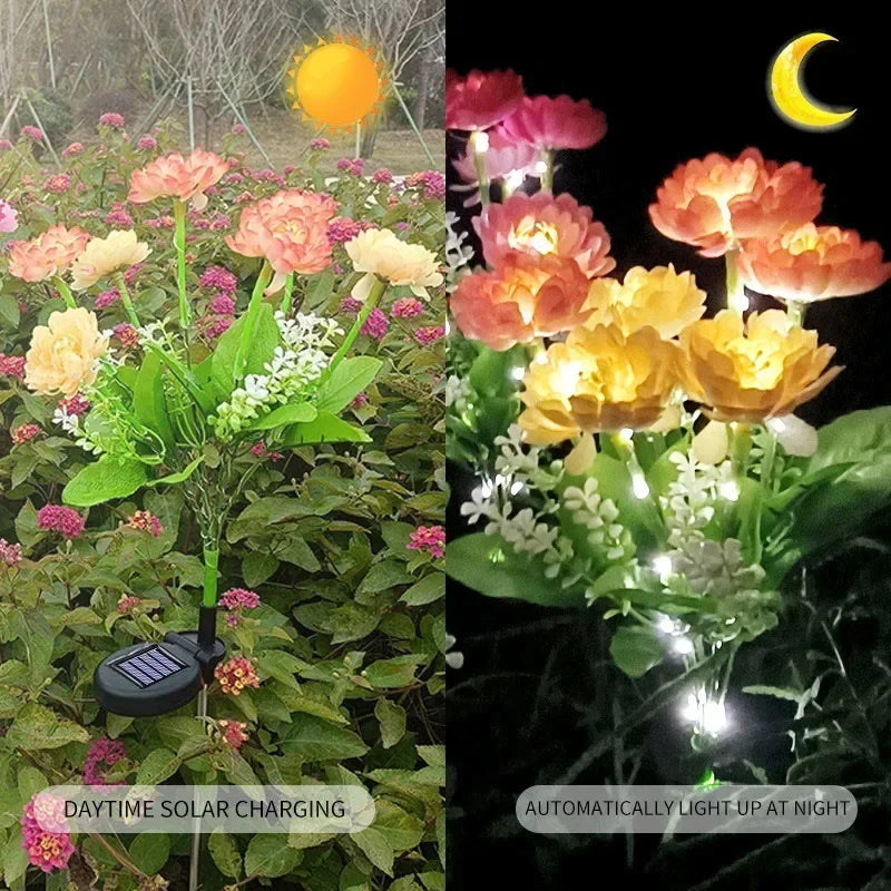Garden Solar Lights Outdoor Snow Lotus LED Lawn Lights Valentine's Day Patio Yard Decorative Flower Party Wedding Ground Lights
