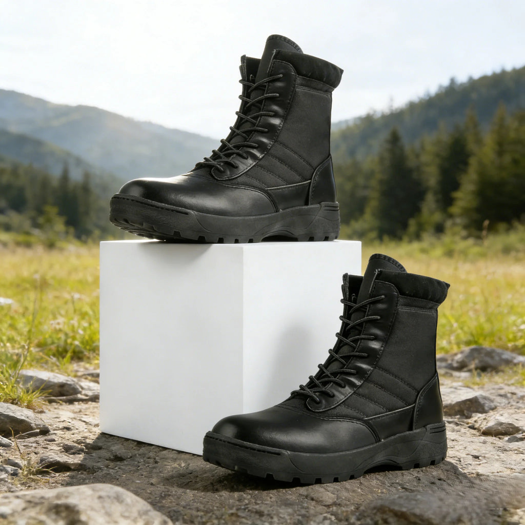 Black High-Top Tactical Boots Lightweight Wear-Resistant for Men And Women Comfortable Military Style Shoes