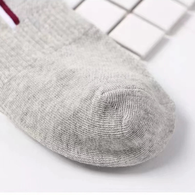 5 Pairs/pack of "Sports" MEN'S Summer Socks, Personalized Boat Socks, Breathable Mesh, Youth Student Socks, Mixed Colors