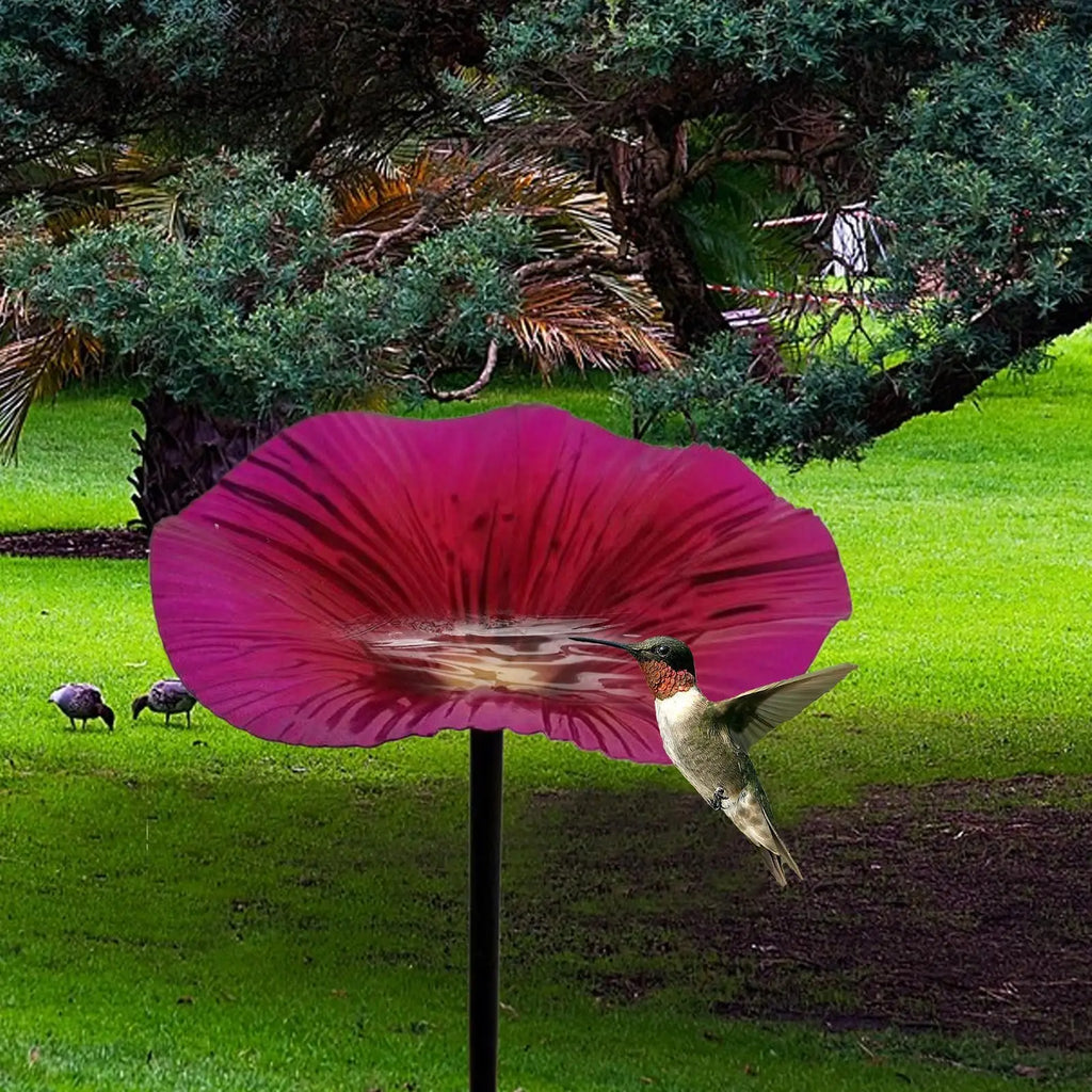 Bird waterer and feeding station Outdoor Bird Bath Pole Water Feeder Flower Shape Decorative Feeding Station Garden Decor