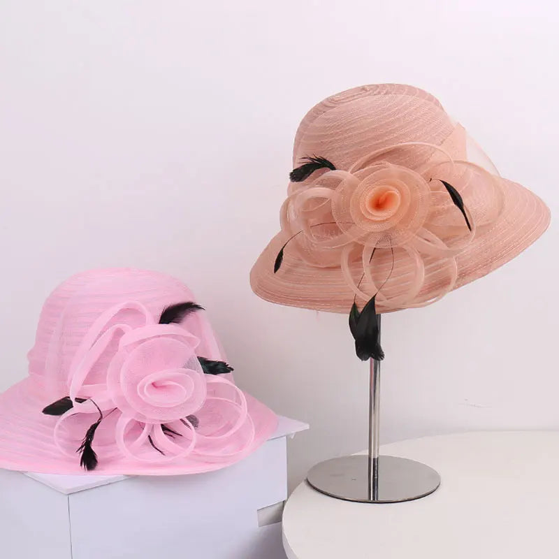 Wedding Hats Breathable Women Outdoor Sun Hat Fedora UV Protection for Anglers' Sunny Days Caps Travel Feather Adjustable Cap