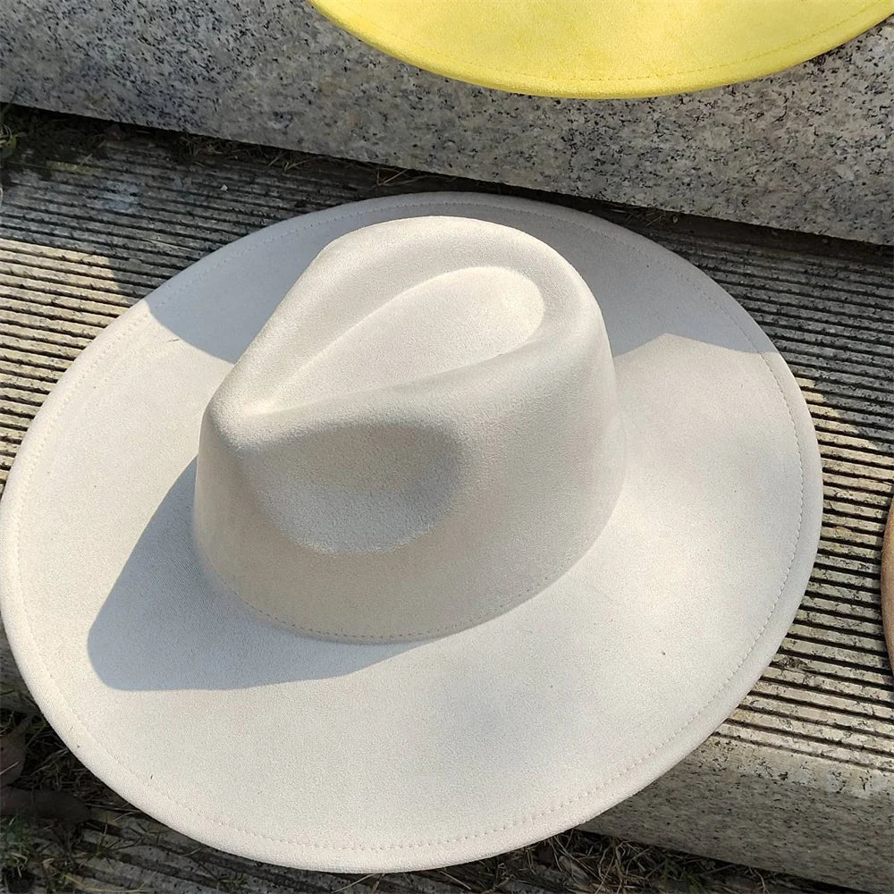 Retro Men's Suede Hats Wide Brim Feather Felt Fedoras Women's Hats Church Jazz Hats Panama Cowboy Hats Wholesale sombrero hombre