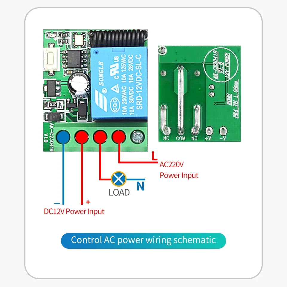 433Mhz Remote Control Wireless Switch DC 12V 1CH RF 10A Relay Receiver and 2CH Transmitter For Door Electromagnetic Lock