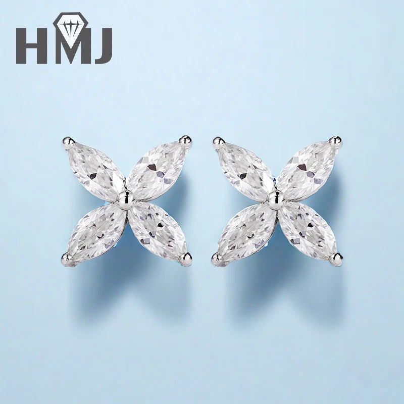 925 Sterling Silver Plated 18K Gold Earrings  100% Real Moissant 1 Carat D Color Necklace Engagement Wedding Party Fine Jewelry