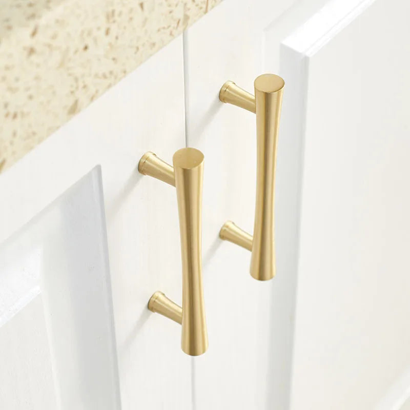 Gold Brass Dresser Handles – Modern Cabinet Pulls and Drawer Knobs for Kitchen and Furniture