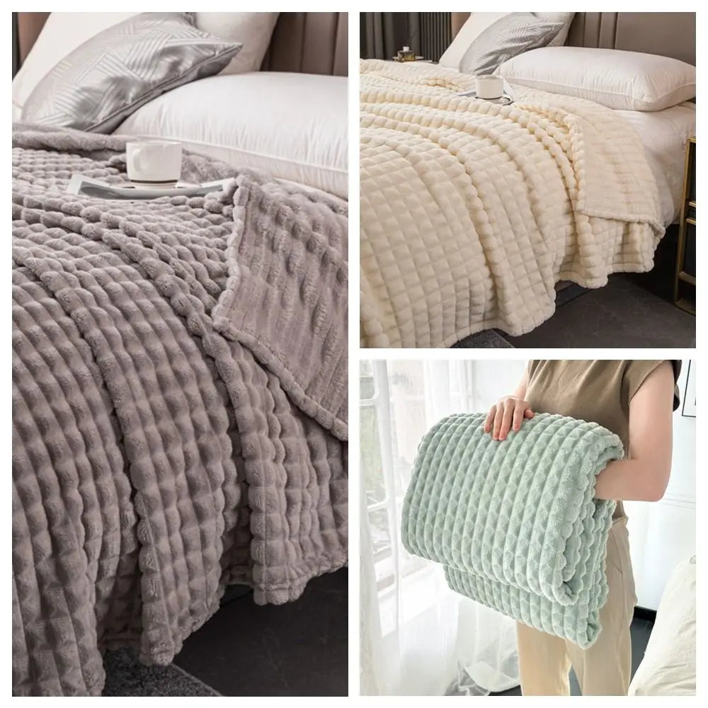 Bed Suppiles Solid Color Flannel Blanket Comfortable Thickened Sofa Blanket Soft Warm Office Nap Blanket Travel