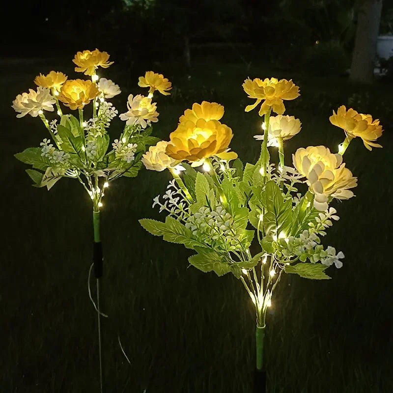 Garden Solar Lights Outdoor Snow Lotus LED Lawn Lights Valentine's Day Patio Yard Decorative Flower Party Wedding Ground Lights