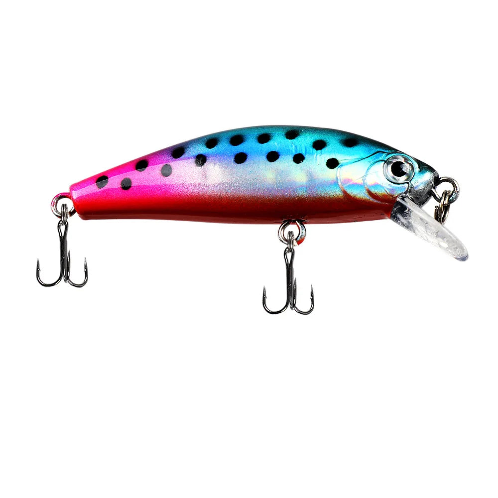 Fishing Lure 6.5g/5cm Sinking Minnow Peacock Bass Fishing Bait with 2 Trible Hook