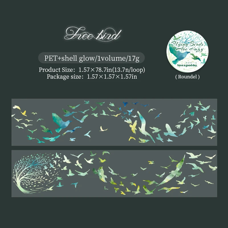 40mm*2m bird in flight PET Tapes DIY Scrapbooking Decor Photo Album Collage Junk Journal Materials Aesthetics Stickers ﻿