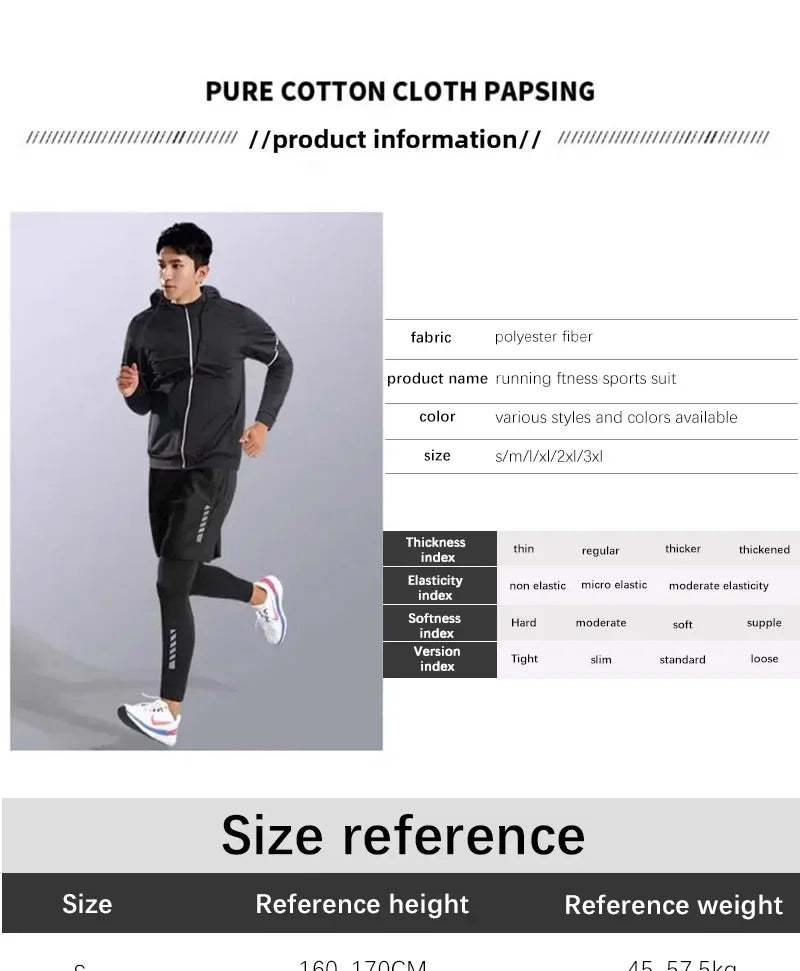 Sports Suits Men's Fitness Clothes Night Running Autumn Tight-fitting Quick-drying Clothes Cycling Training Clothes Equipment