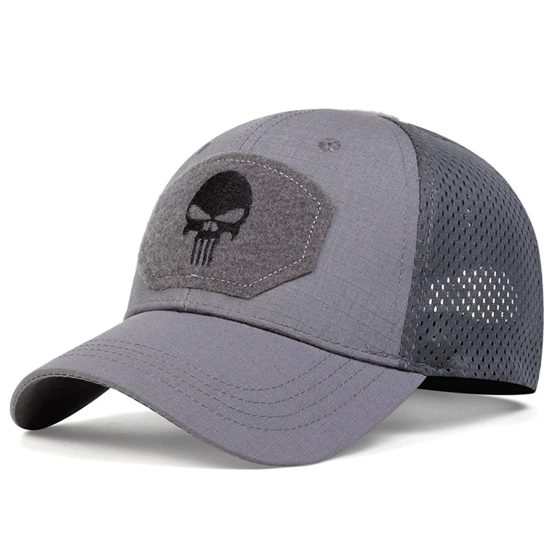 Unisex Skull Embroidered Top with Patch Breathable Baseball Caps Spring and Autumn Outdoor Adjustable Casual Hat Sunscreen Hat