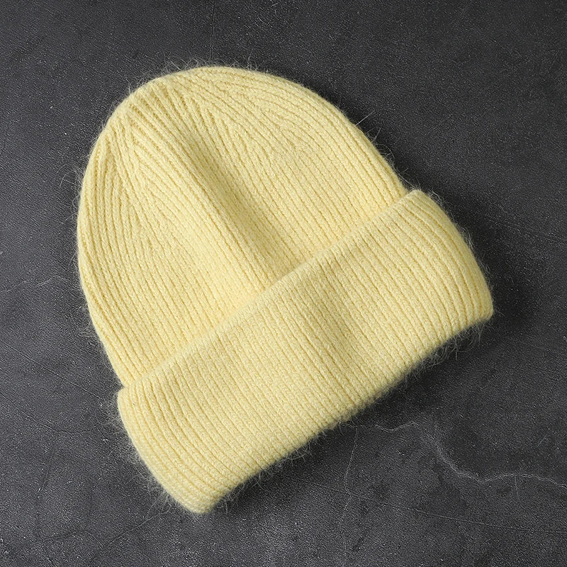 2024 Angora Winter Hat For Womens Rabbit Fur Fluffy Knitted Beanies Hat  Bonnet Female Soft  Warm SKI Skullies  Beanies