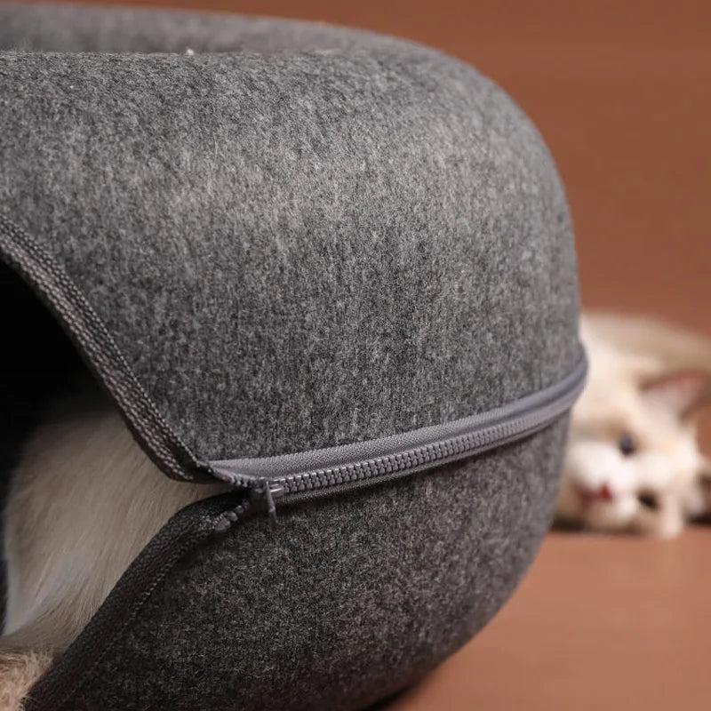 Donut Cat Bed for 2 Cats Detachable Pet Cat Tunnel Interactive Game Toy Dual-use Felt Indoor Kitten Sports Equipment Cat Supplie