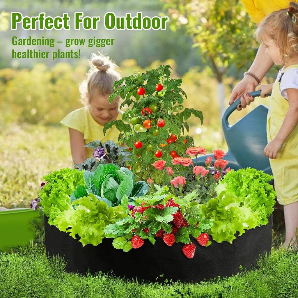 Plant Grow Bags Heavy Duty Fabric Raised Garden Planting Bed Round Breathable Felt Planting Container for Vegetables Flower Herb