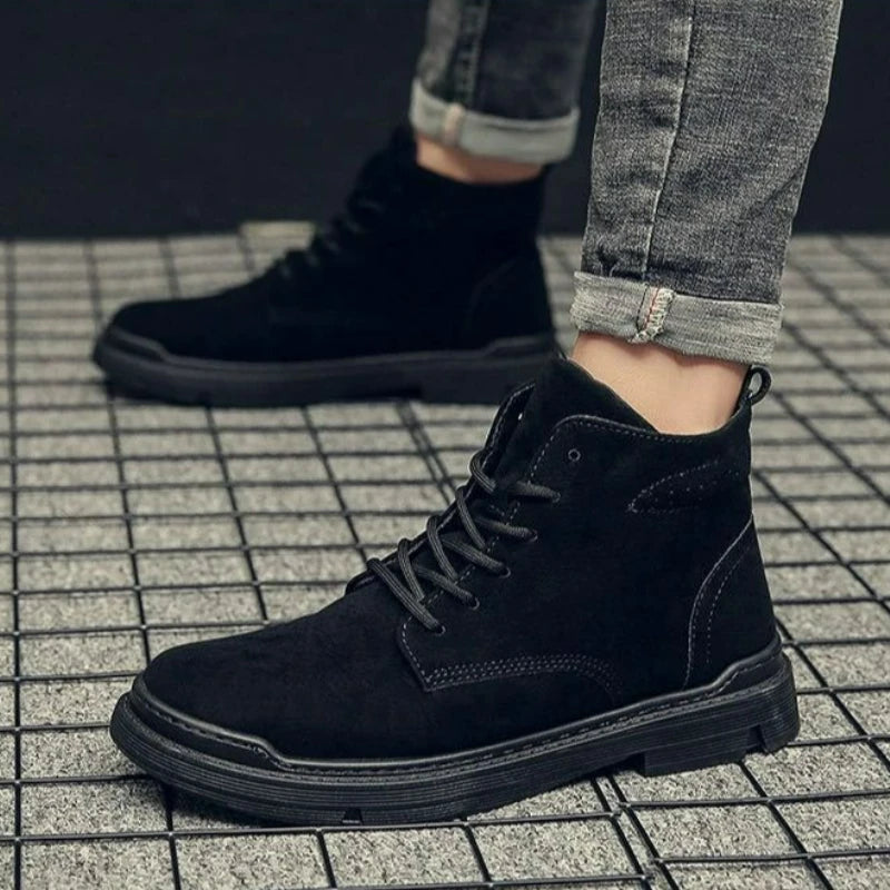 Men's Boots Outdoor Ankle Boots Autumn Winter Platform Casual Shoes British Style Retro High Top Shoes Lace-up Work Male Boots