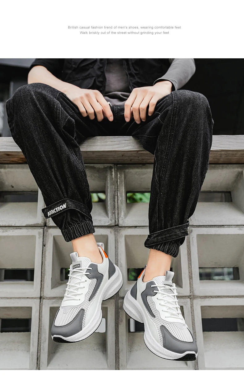 New Trendy Men's Sports Shoes Cushion Running Sneakers Outdoor Leisure Walking Jogging Trainers Soft Sole Breathable Footwear