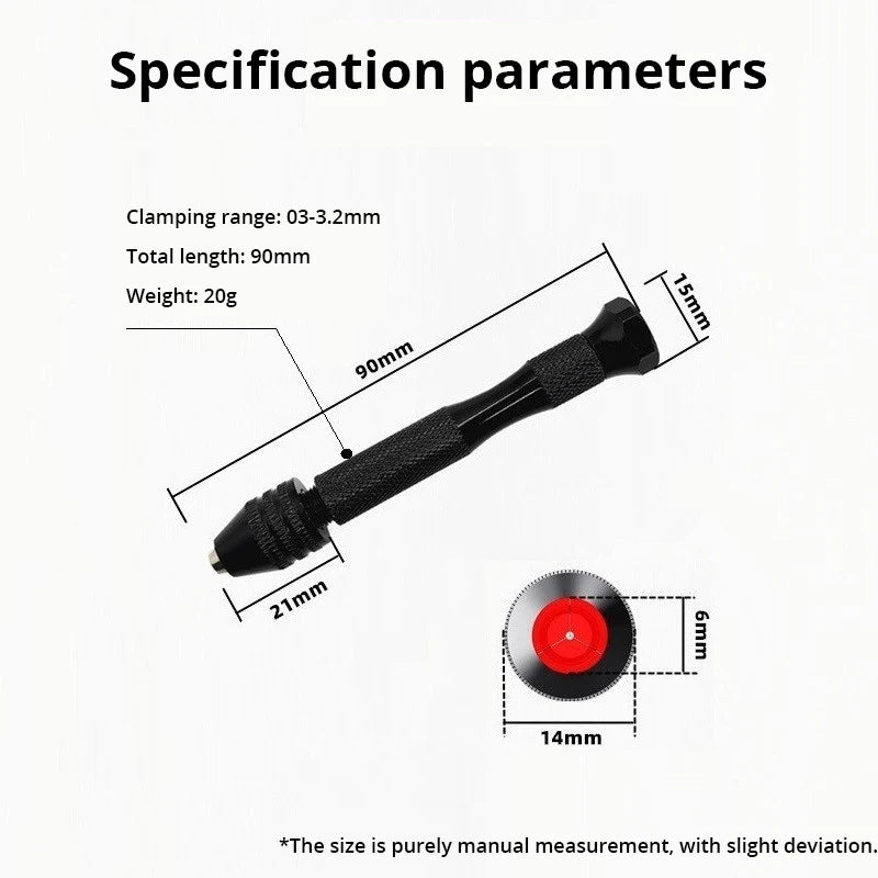 Mini Tool Set with Black Hand Twist Drill 10Pcs Fried Dough Twists Drill for Woodworking Drilling Rotary Wood Holes Tools