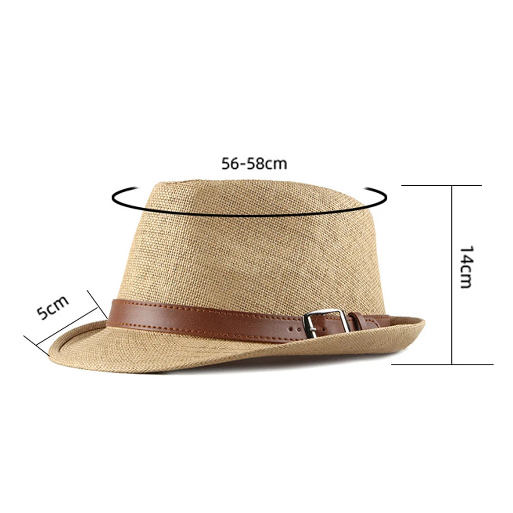 Spring and summer straw woven hats, fashionable top hats, sun protection and sunshade hats, British retro gentleman jazz hats