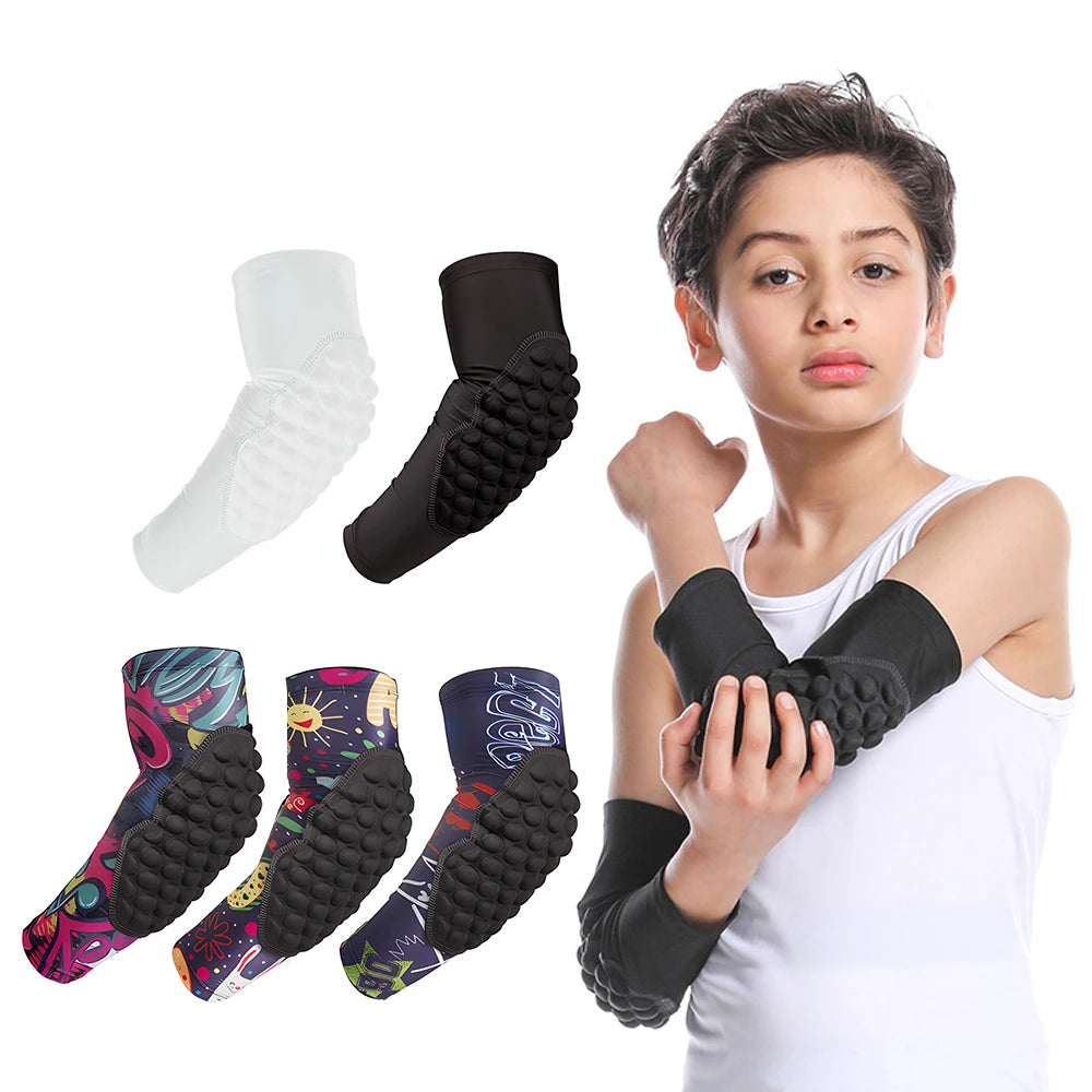 Sports Children Elbow Support - Compression Arm Protective Elbow Guards for Football Basketball Baseball Bowling Tennis Hockey