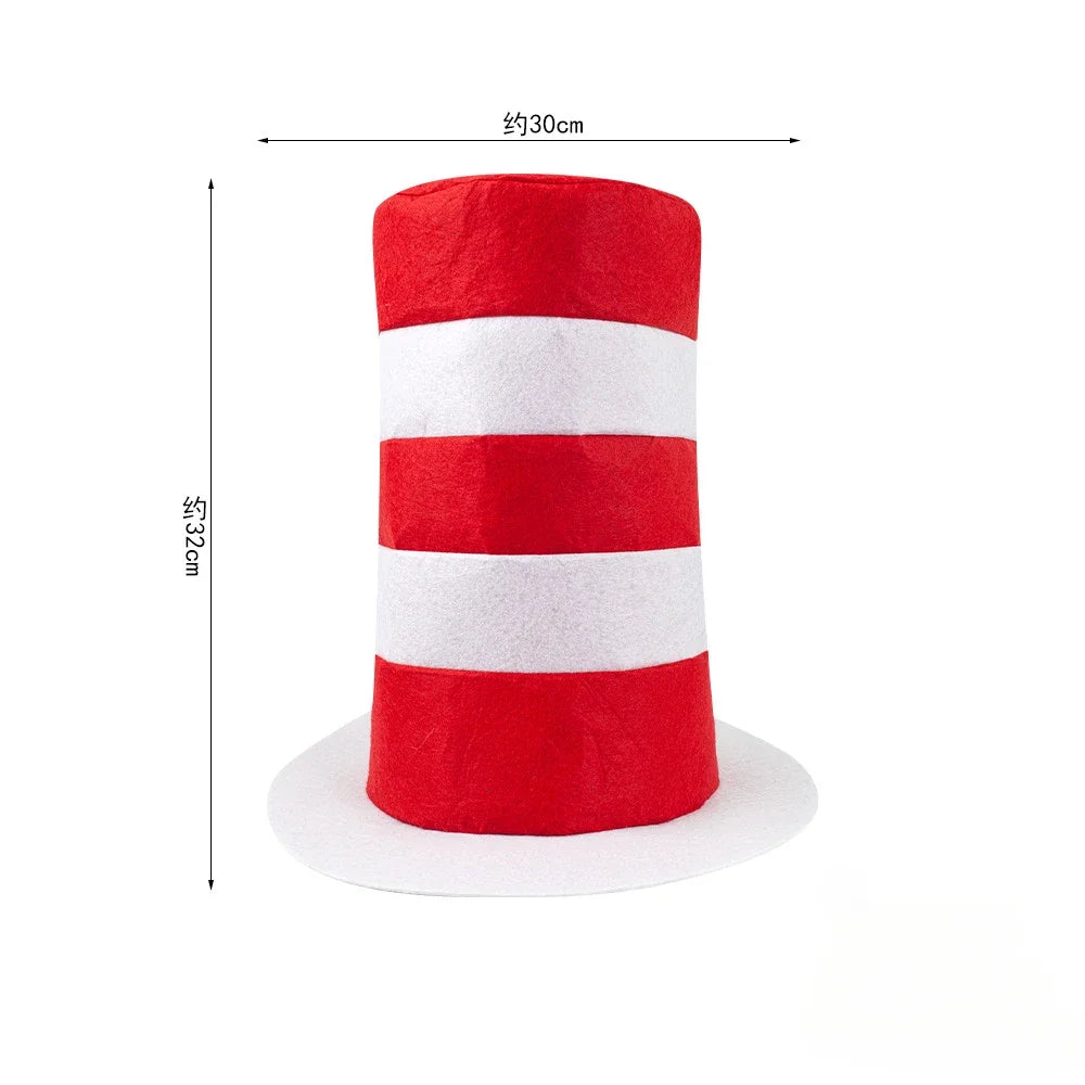 Children Adults Striped Top Hats Red and White Stripes Costume Hat Cosplay Props for Party Birthday Gift  Halloween