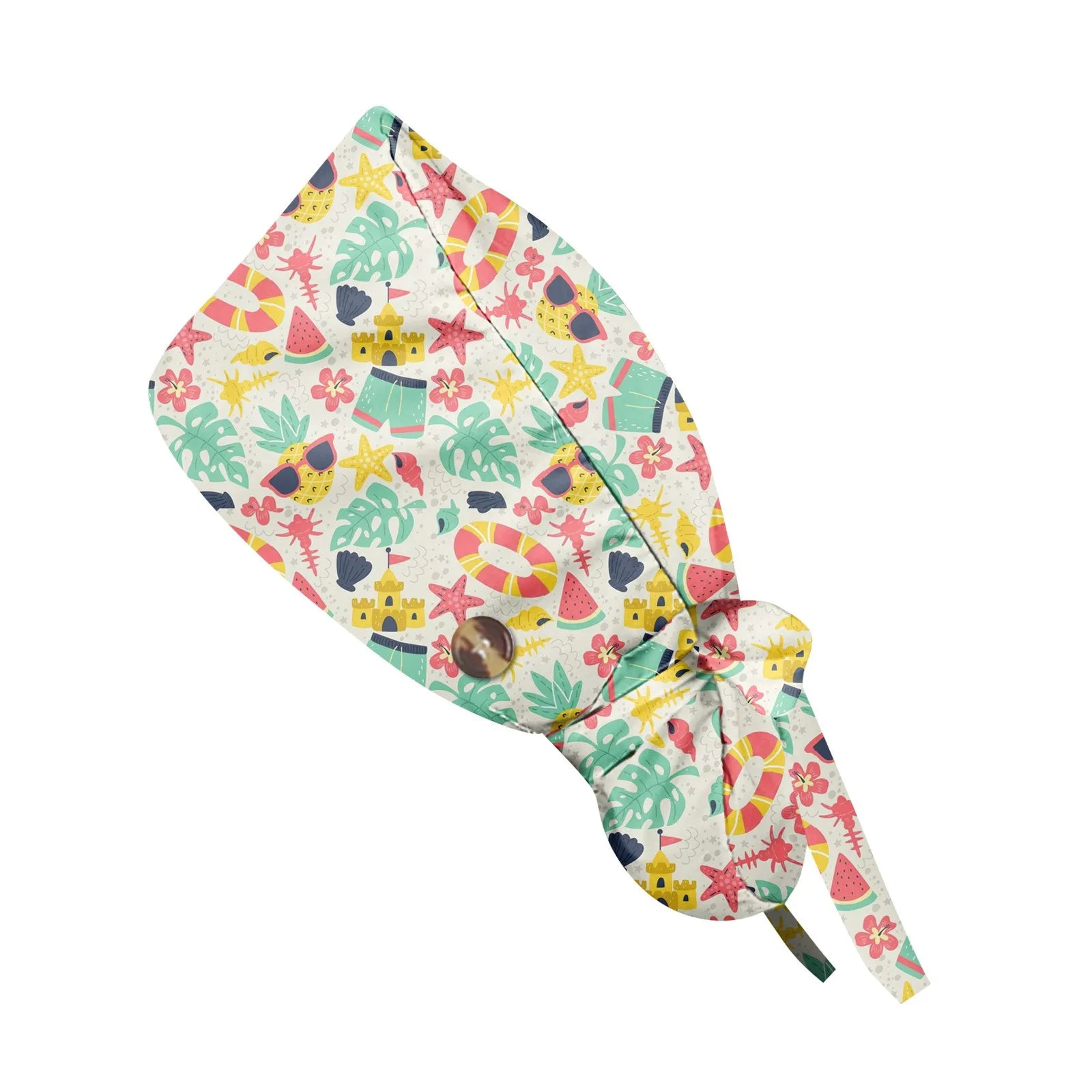 Long Hair Work Hat Fashion Cartoon Print Adjustable Work Cap Beauty Salon Nursing Cap Female Surgical Hat Scrub Caps Acces